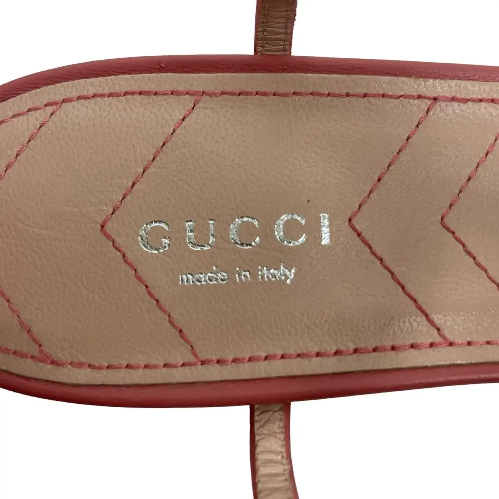 Gucci Double GG T Strap Patent Leather Ballet Flat Pink Size 39.5 - Picture 12 of 14
